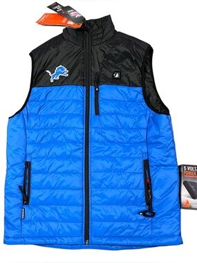 ActionHeat Detroit Lions 5V Puffer Battery Rechargeable Heated Vest Sz M NWT